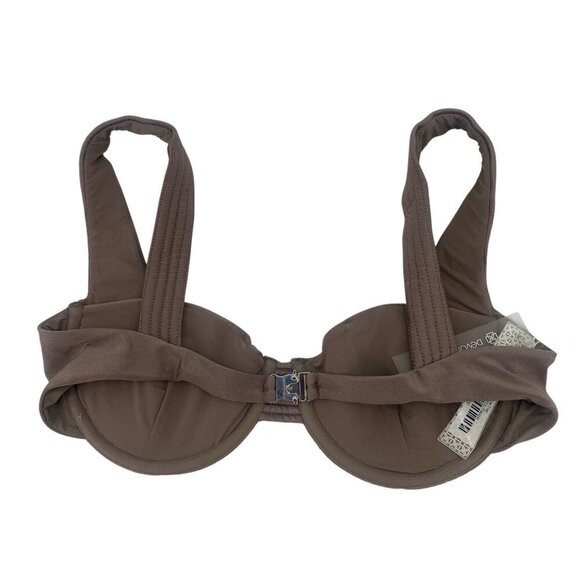 Devon Windsor Size Large Rue Top Bikini Taupe Brown Satin NEW Swim Top - Picture 4 of 13